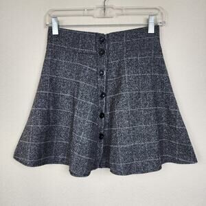 Dark Grey Gray Plaid Mini Skirt